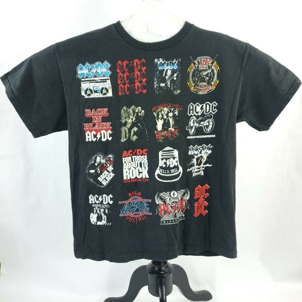 AC/DC Mens Large Black T Shirt Hells Bells Back In Black Highway To Hell